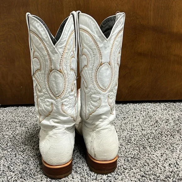 Los Altos Women’s Cowboy Boots Genuine Ostrich 3X Toe White Boots - Picture 3 of 10
